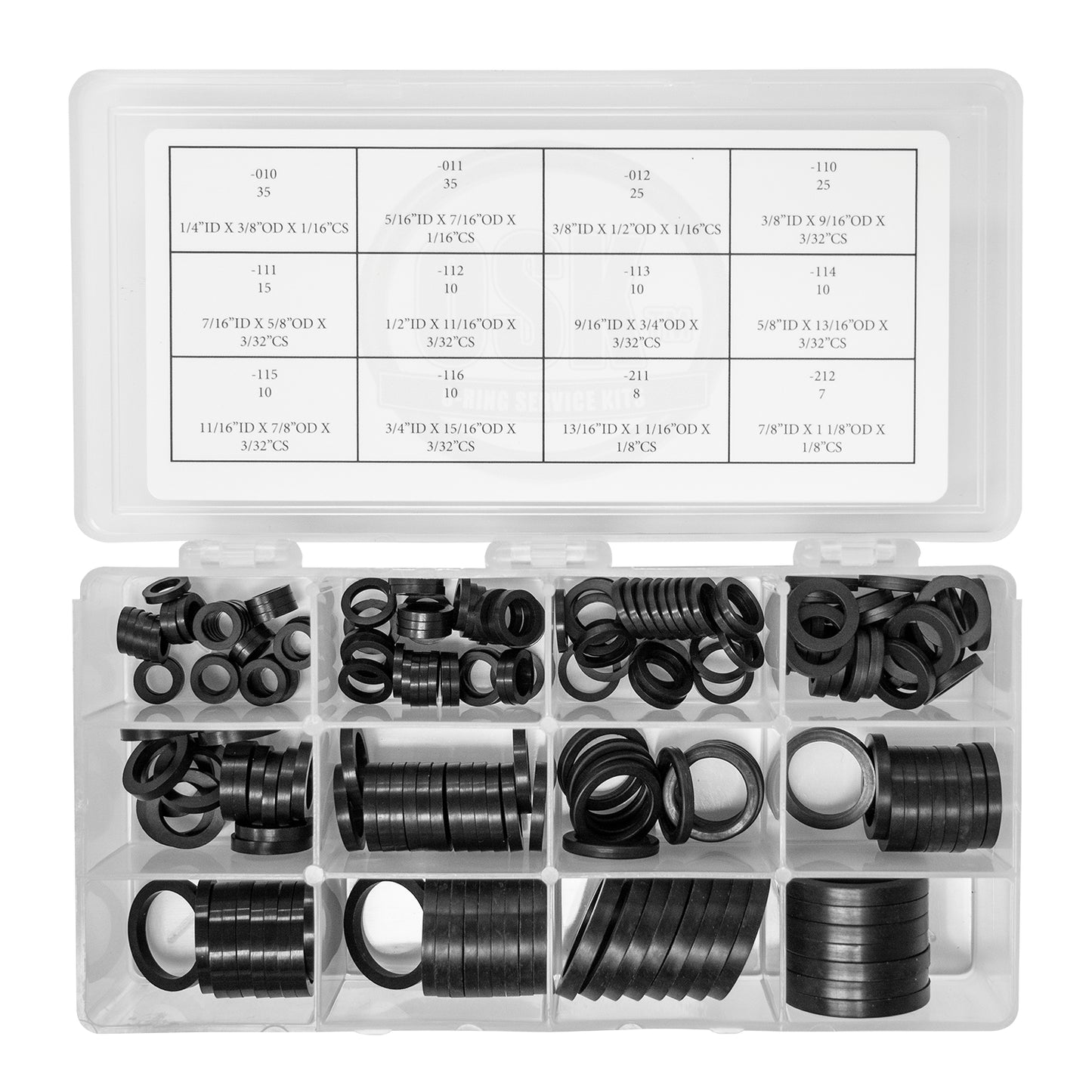 OSK™ O-Ring Kit 200 Piece 12 Sizes Square Buna-N 70
